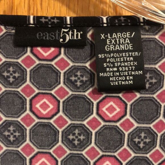 East 5th Women’s XL Printed Square Neck Slip on Long Sleeve Tunic Top - Picture 2 of 8